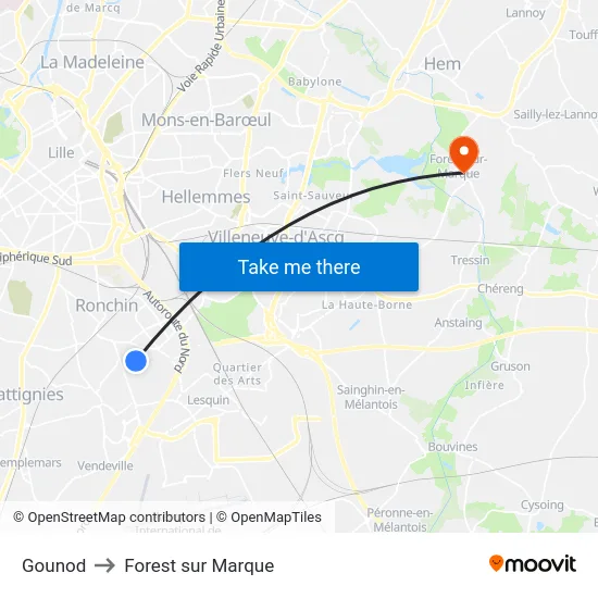 Gounod to Forest sur Marque map