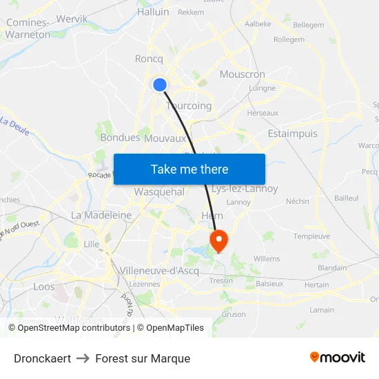 Dronckaert to Forest sur Marque map