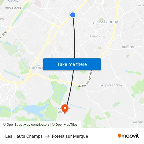 Les Hauts Champs to Forest sur Marque map