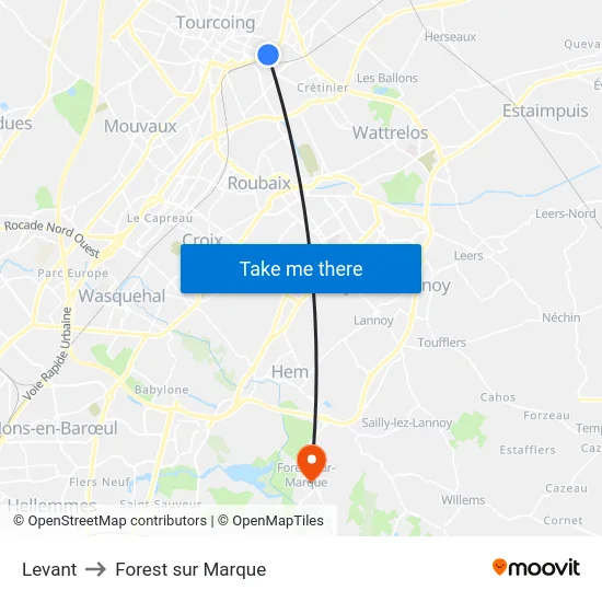 Levant to Forest sur Marque map