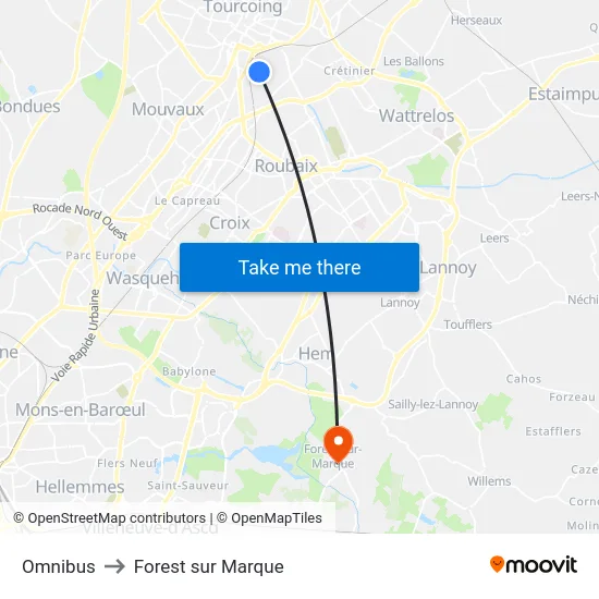 Omnibus to Forest sur Marque map