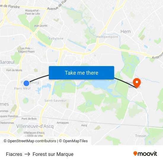 Fiacres to Forest sur Marque map