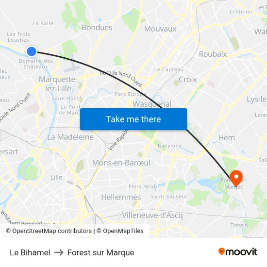 Le Bihamel to Forest sur Marque map
