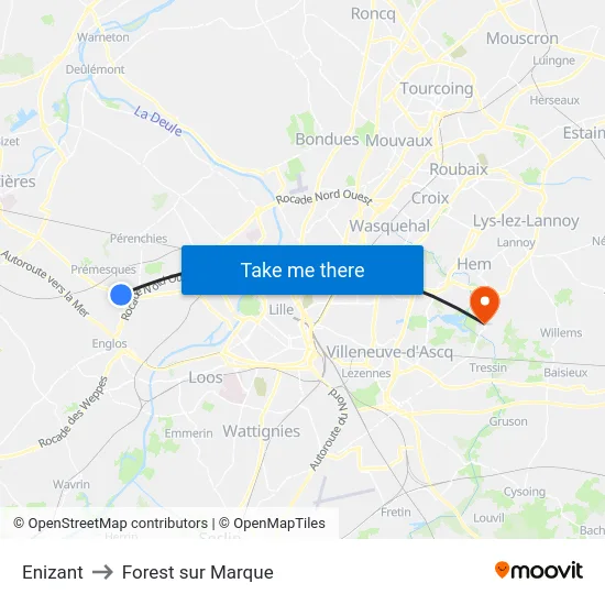 Enizant to Forest sur Marque map