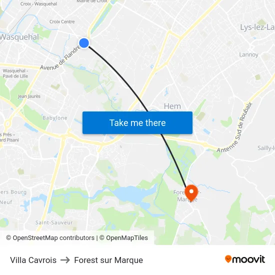 Villa Cavrois to Forest sur Marque map