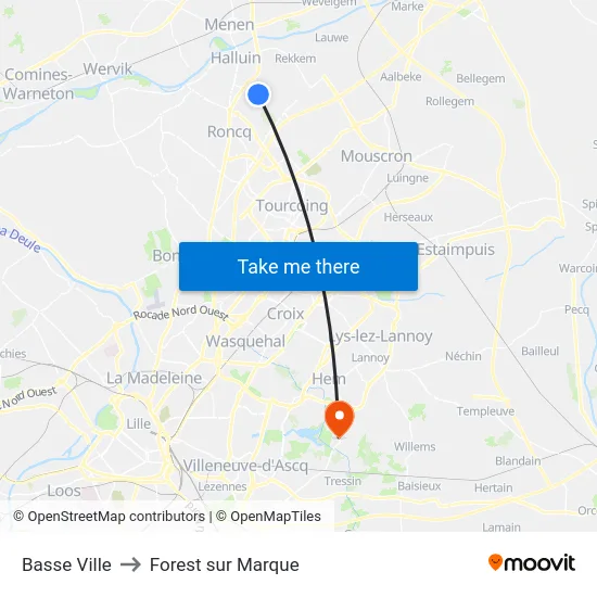 Basse Ville to Forest sur Marque map