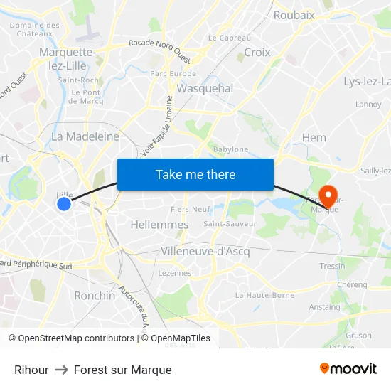 Rihour to Forest sur Marque map