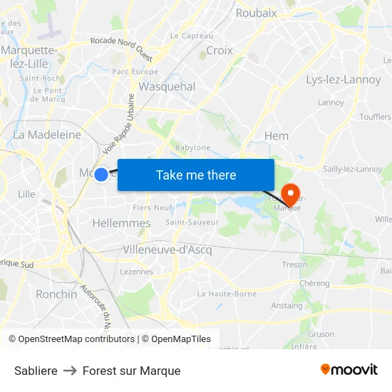 Sabliere to Forest sur Marque map
