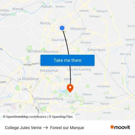 College Jules Verne to Forest sur Marque map