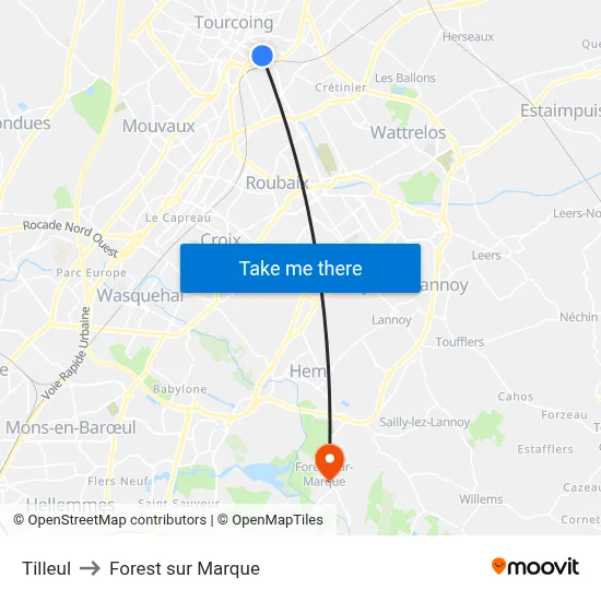 Tilleul to Forest sur Marque map