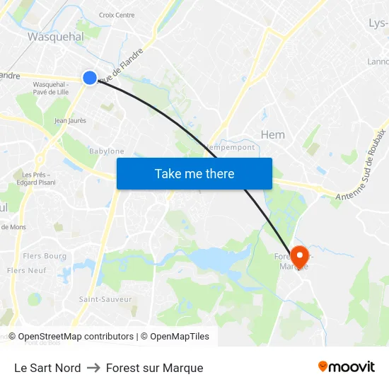 Le Sart Nord to Forest sur Marque map