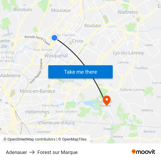 Adenauer to Forest sur Marque map