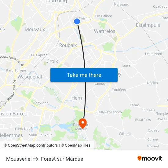 Mousserie to Forest sur Marque map