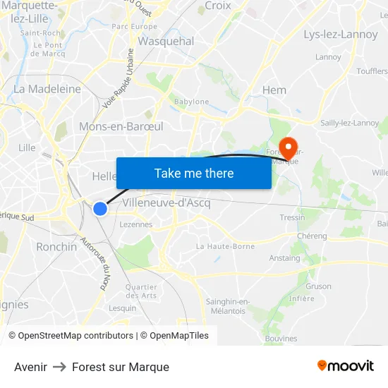 Avenir to Forest sur Marque map
