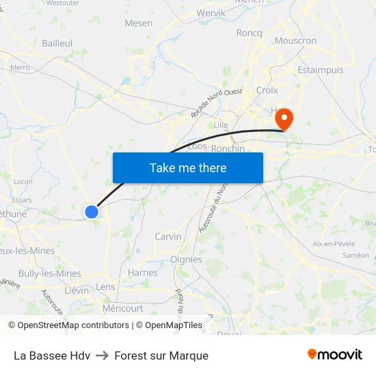 La Bassee Hdv to Forest sur Marque map