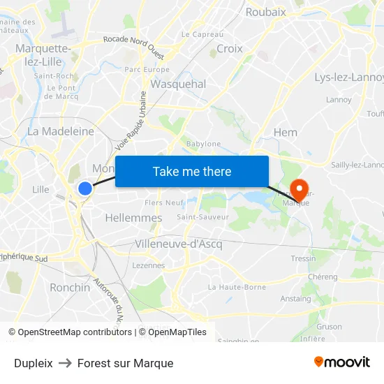 Dupleix to Forest sur Marque map