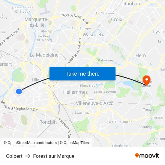 Colbert to Forest sur Marque map