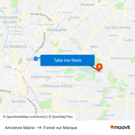 Ancienne Mairie to Forest sur Marque map