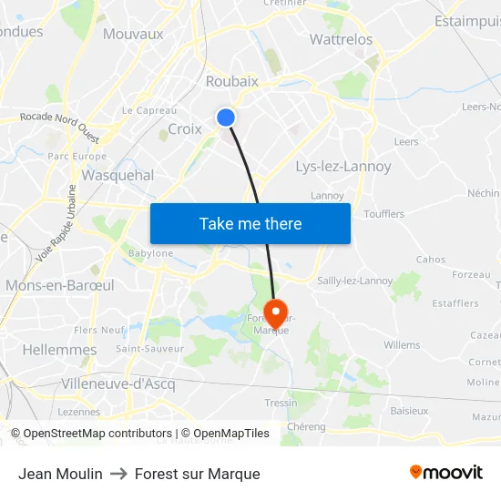 Jean Moulin to Forest sur Marque map