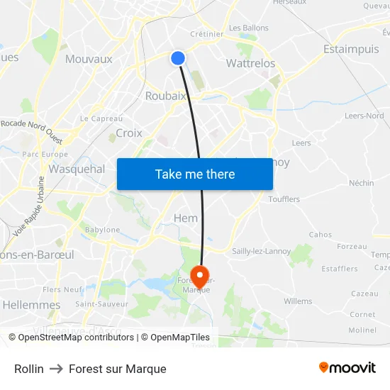 Rollin to Forest sur Marque map
