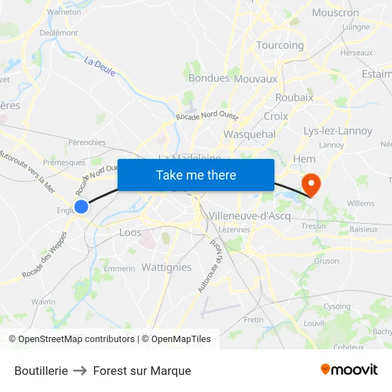 Boutillerie to Forest sur Marque map
