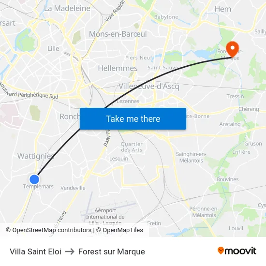 Villa Saint Eloi to Forest sur Marque map