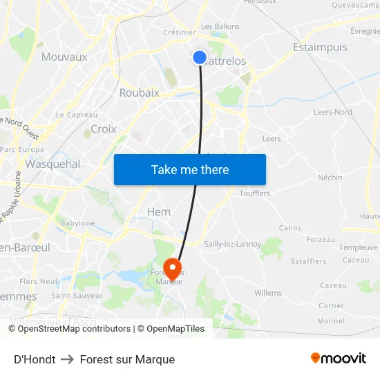 D'Hondt to Forest sur Marque map