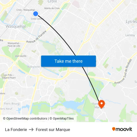 La Fonderie to Forest sur Marque map