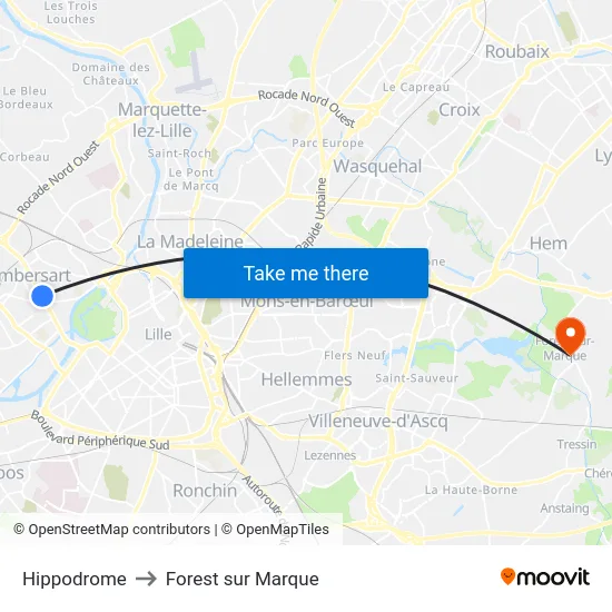 Hippodrome to Forest sur Marque map