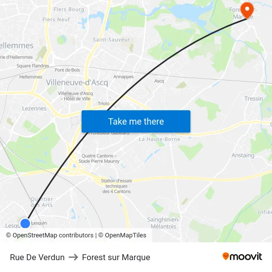 Rue De Verdun to Forest sur Marque map