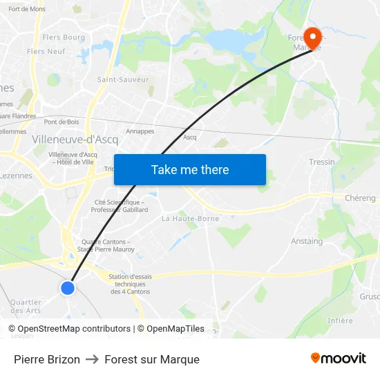 Pierre Brizon to Forest sur Marque map