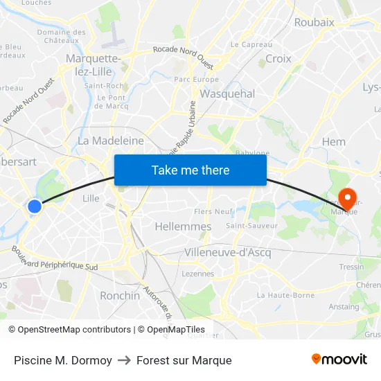 Piscine M. Dormoy to Forest sur Marque map
