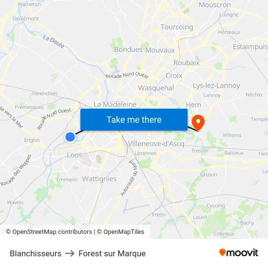 Blanchisseurs to Forest sur Marque map