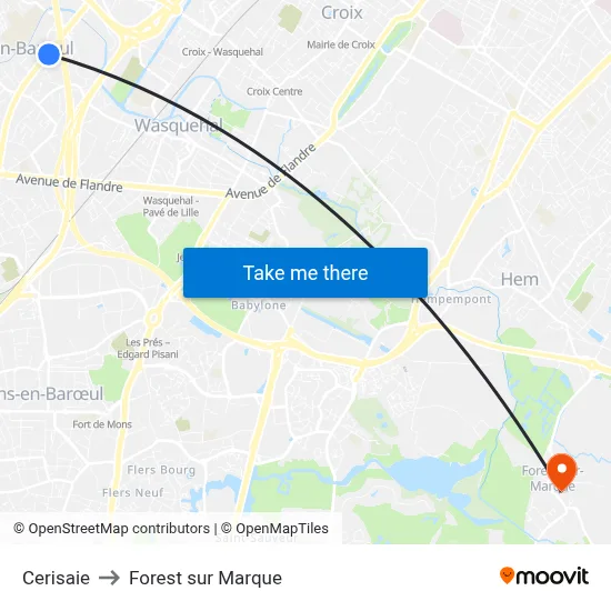 Cerisaie to Forest sur Marque map