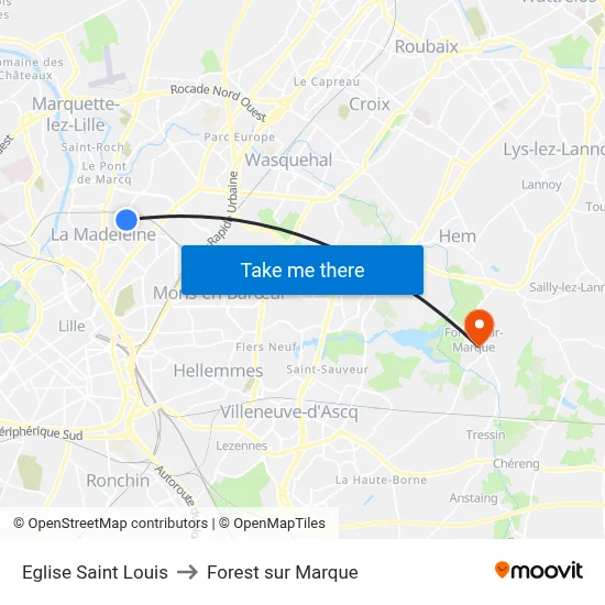 Eglise Saint Louis to Forest sur Marque map