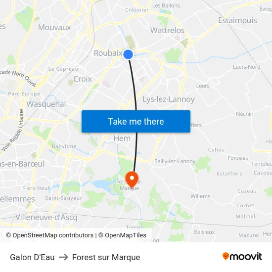Galon D'Eau to Forest sur Marque map