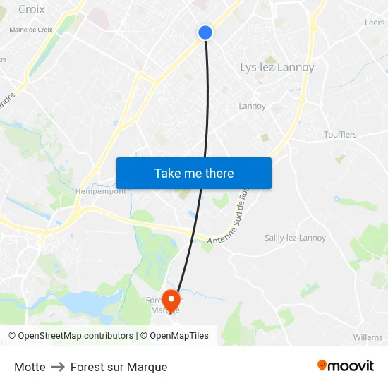 Motte to Forest sur Marque map
