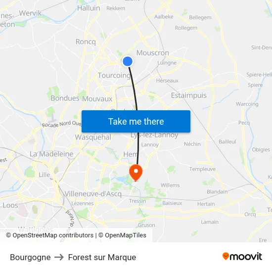 Bourgogne to Forest sur Marque map