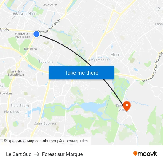 Le Sart Sud to Forest sur Marque map