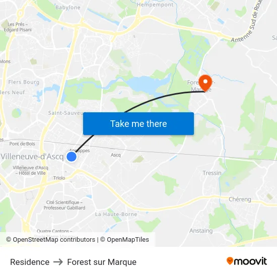 Residence to Forest sur Marque map