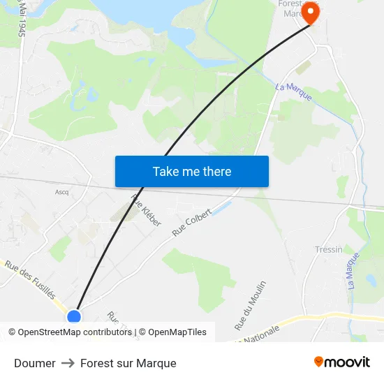 Doumer to Forest sur Marque map