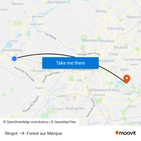 Ringot to Forest sur Marque map
