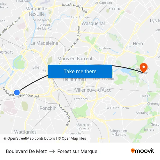 Boulevard De Metz to Forest sur Marque map