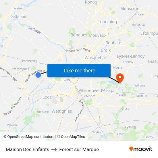 Maison Des Enfants to Forest sur Marque map