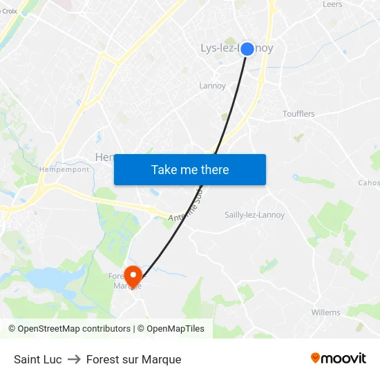 Saint Luc to Forest sur Marque map