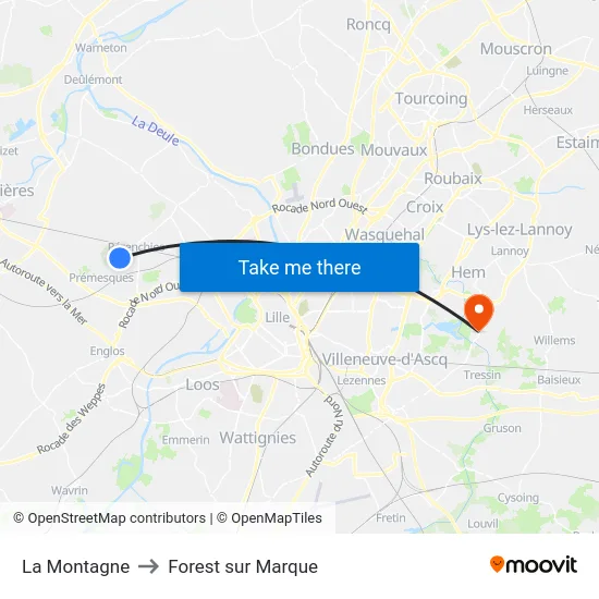 La Montagne to Forest sur Marque map
