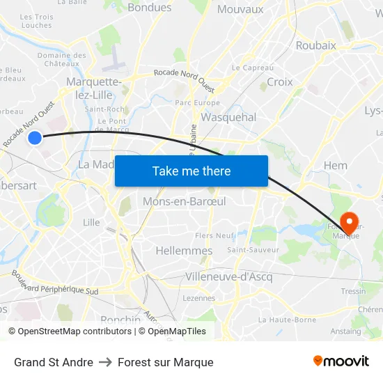 Grand St Andre to Forest sur Marque map