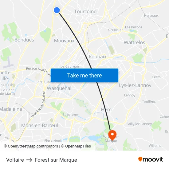 Voltaire to Forest sur Marque map