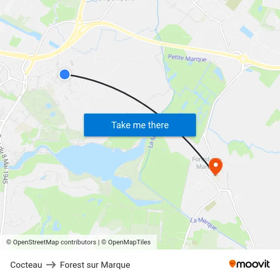 Cocteau to Forest sur Marque map