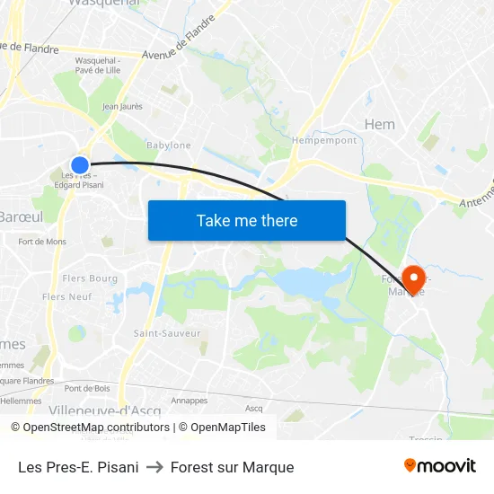 Les Pres-E. Pisani to Forest sur Marque map